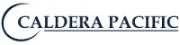 Logo of Caldera Pacific featuring the company name in uppercase serif font. A curved crescent shape appears to the left of the text, and a horizontal line runs beneath “Caldera Pacific.”.